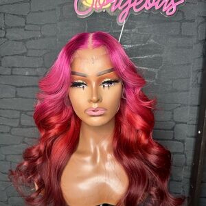 Vibrant Pink and Red Women's Wig